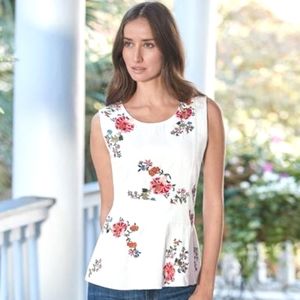 SUNDANCE Embroidered Belle Fleur Shell Peplum Top Sz Large